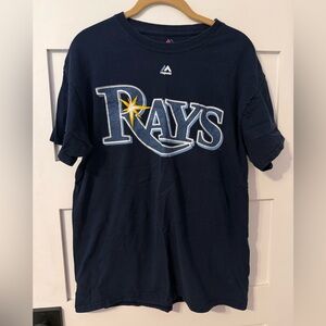 Majestic Navy Tampa Rays Logo T‑Shirt with Yellow Star Accent